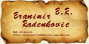 Branimir Radenković vizit kartica